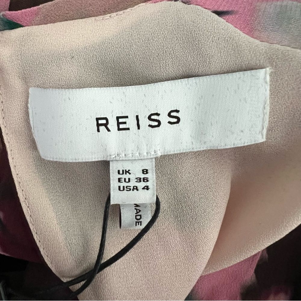 REISS JOSEPHINE PINK FLORAL PRINTED MINI LONG SLEEVE DRESS size 4 - Picture 8 of 11